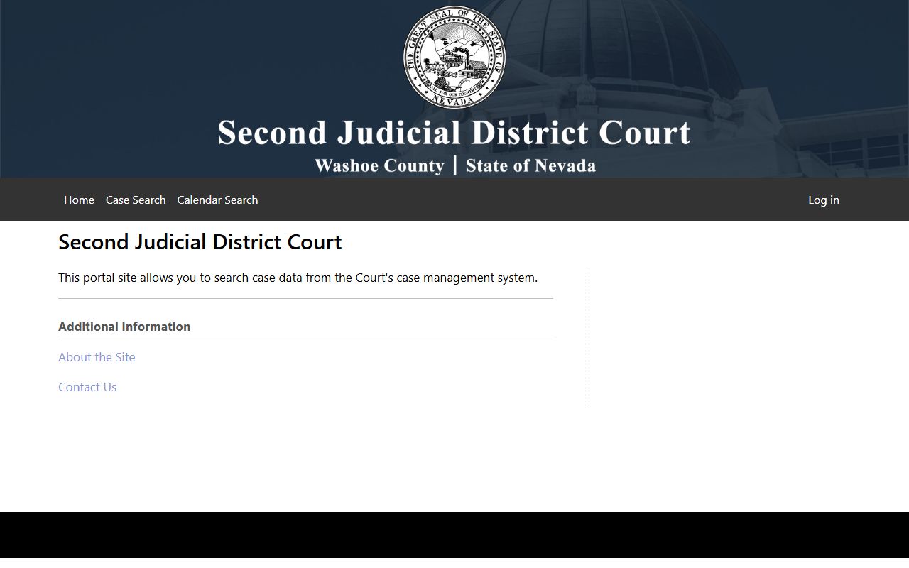 Washoe County Court records public portal landing page