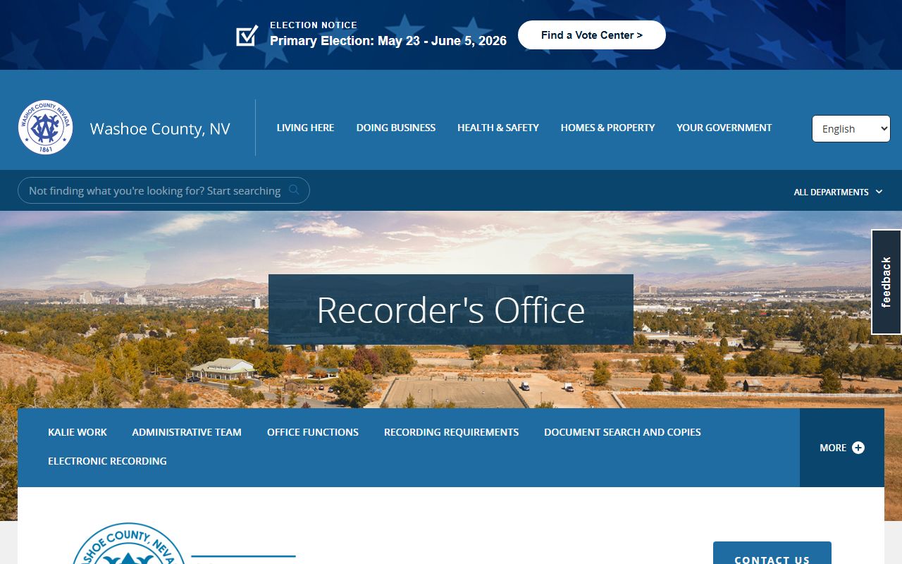 Washoe County Recorder records and marriage certificate page