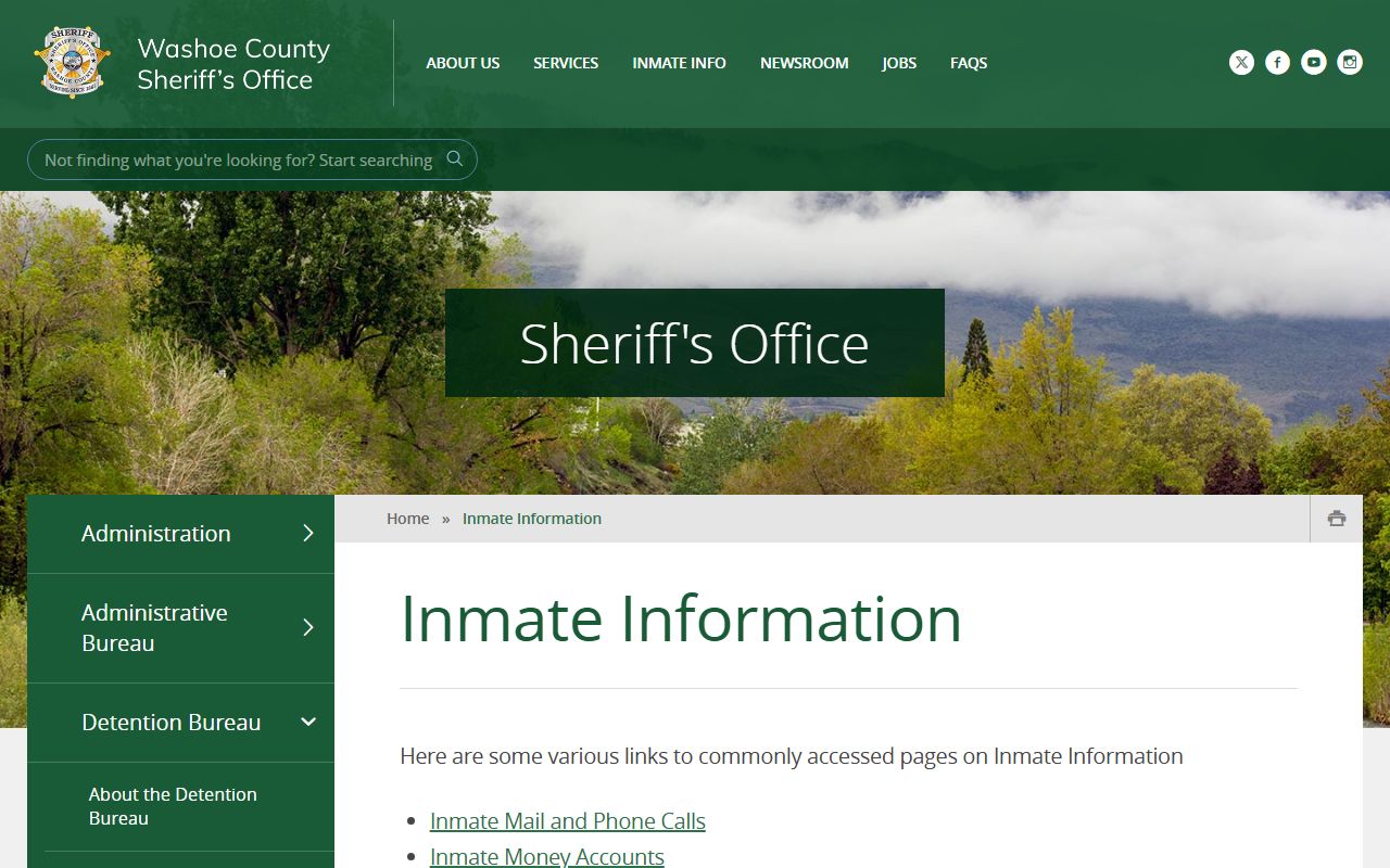 Washoe County inmate population - Sheriff detention inmate information