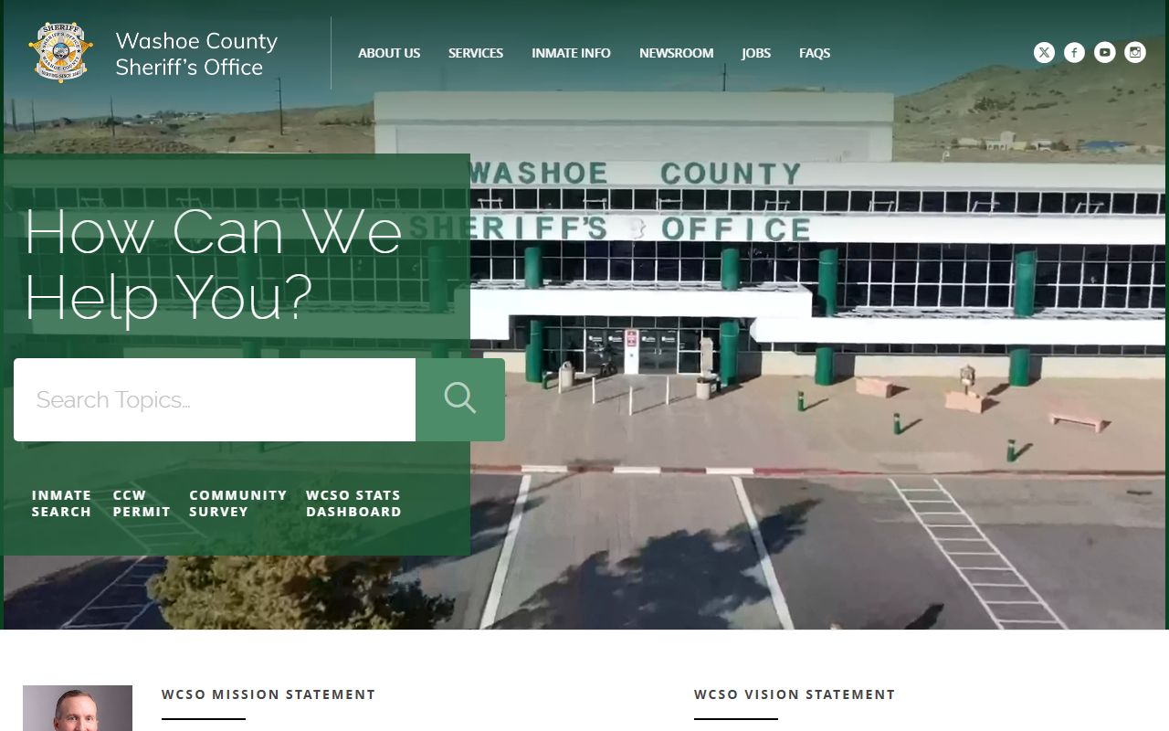 Washoe County Sheriff site for inmate records and court records